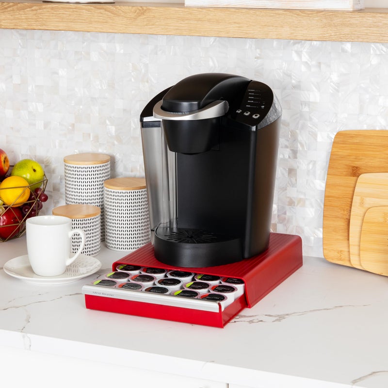 Mind Reader Single Serve Coffee Pod Drawer, 30 Pod Capacity, Countertop Organizer, 10.5"L x 12.75"W x 2.5"H, Red - Image 2